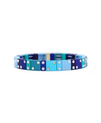 Mist Domino Stretch Bracelet 14K Gold-Plated Over Brass 8 millimeters