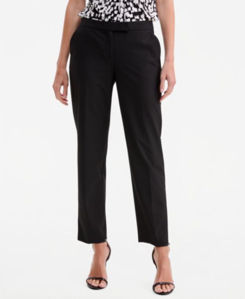 Женские брюки Kasper Machine Washable Mid-Rise Straight Leg Pants, Regular & Petite, цвет: Чёрный