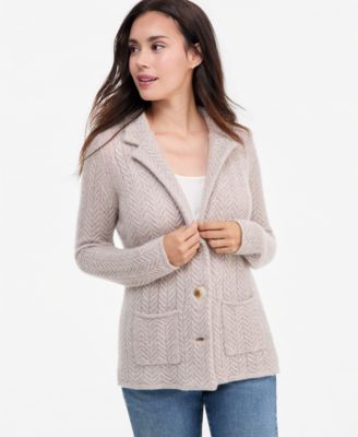 Petite Herringbone-Stitch Button-Front Cashmere Jacket