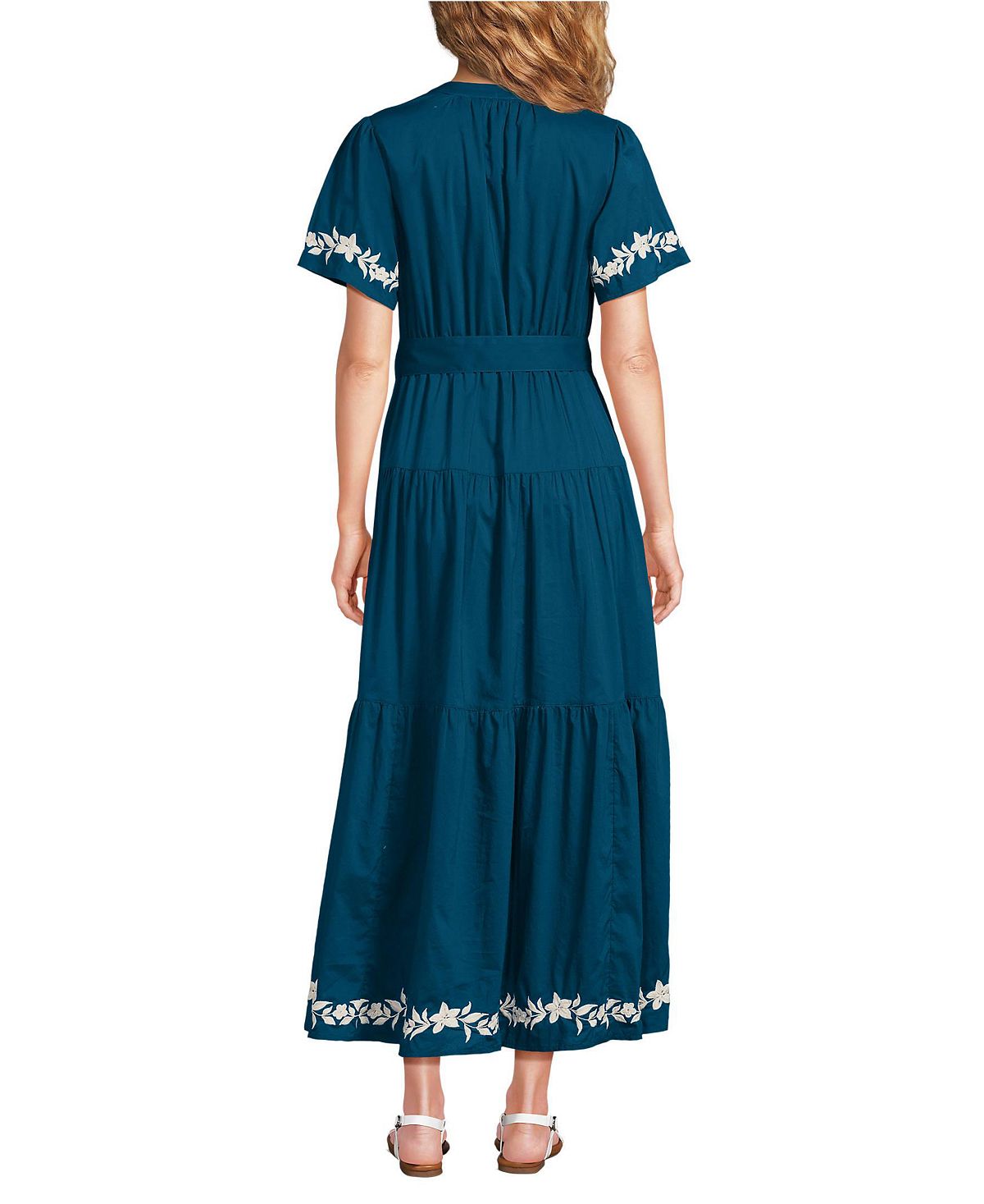 Lands' End Women's Cotton Voile Button Front Maxi Dress view 2 — MAYCSS fashion products