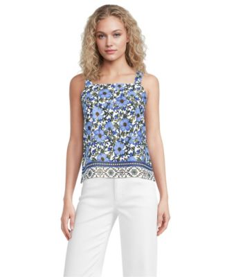 Women's Poplin Square Neck Sleeveless Shell