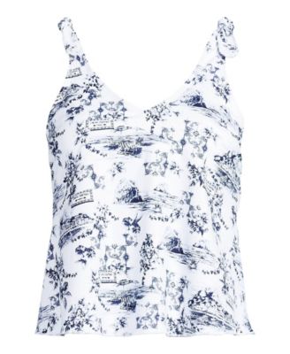 Women's D-Cup Tie Shoulder Flutter Tankini Top