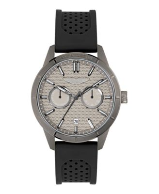 Men's Quartz Gunmetal Guilloche Silicone Strap Watch 42mm