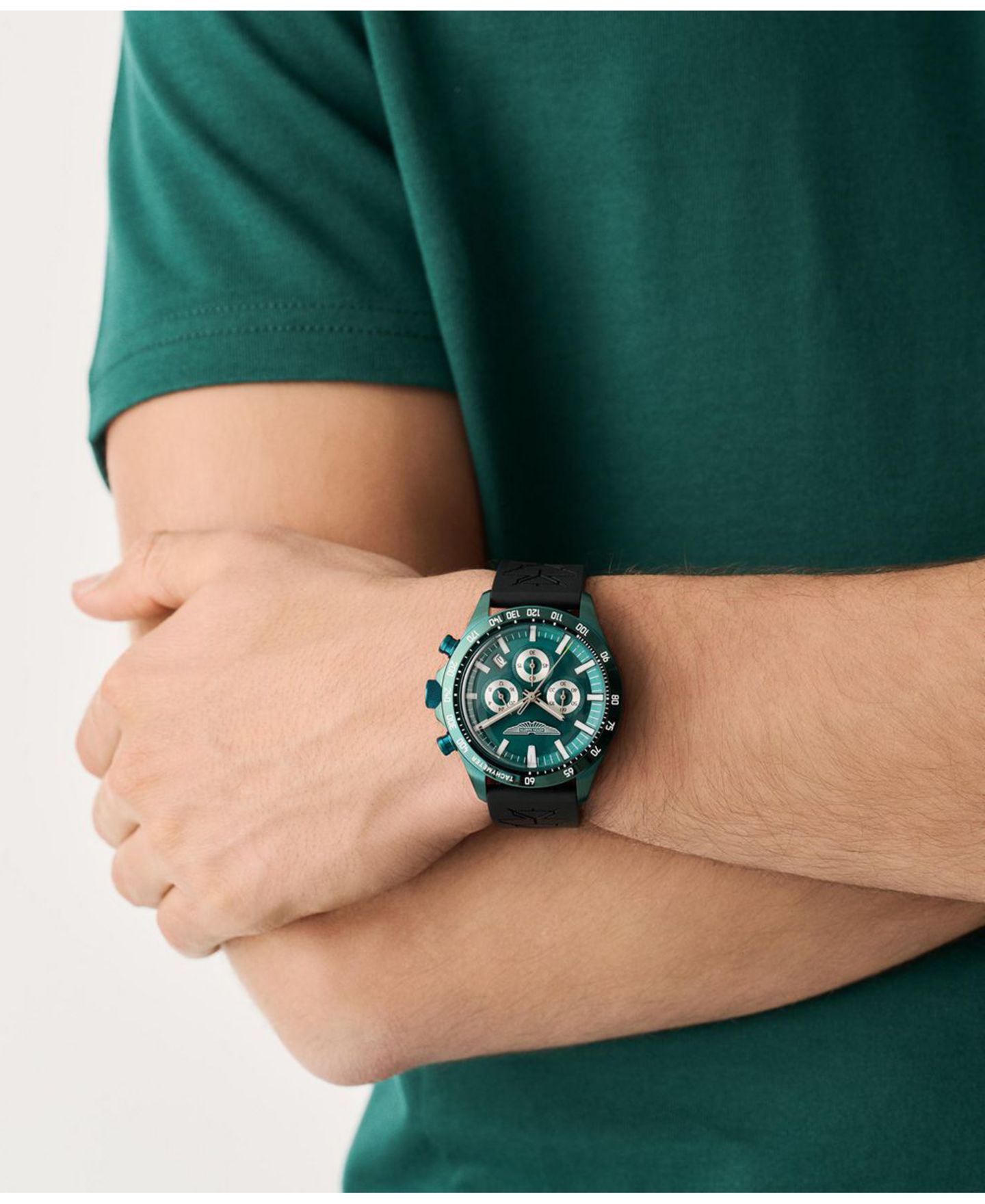 Мужские часы Aston Martin F1 Quartz Green Silicone Strap Watch 44mm — фото 5
