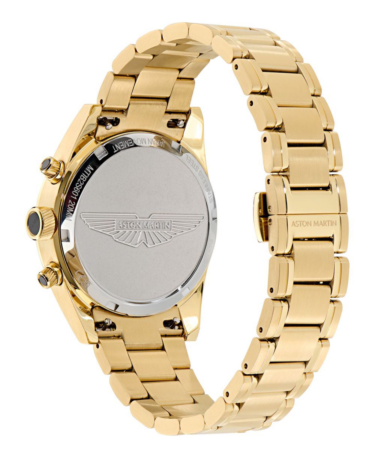 Мужские часы Aston Martin F1 Quartz Black Guilloche IP Yellow Gold Bracelet Watch 38mm — фото 2