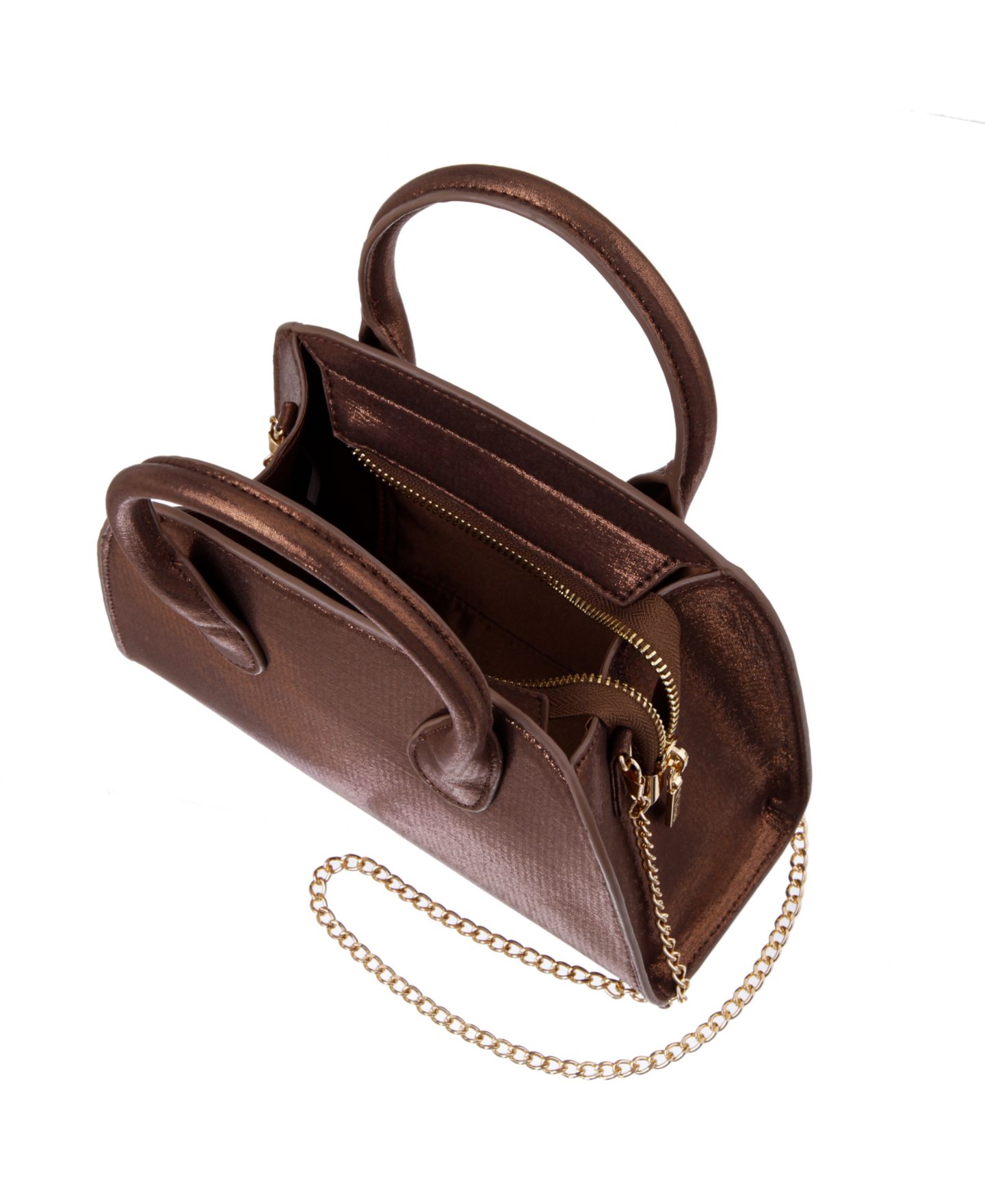 Женская сумка Nina Ainsley Metallic Small Bowling Shoulder Handbag, цвет: Бронзовый — фото 4