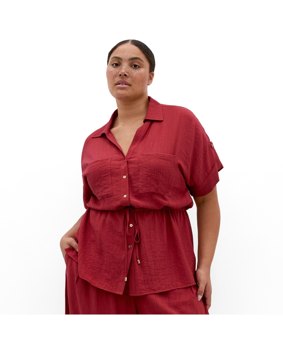City Chic Plus Aria Cinched Shirt