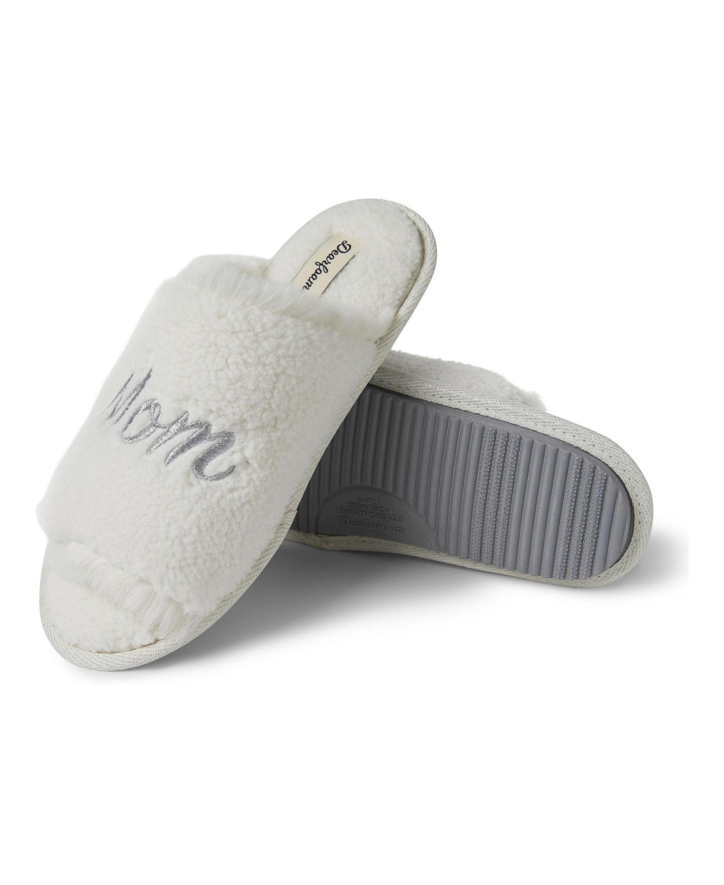 Женские сандалии Dearfoams Louise Embroidered Mom Slide Slipper Gift Set with Scrunchie, цвет: Муслиновый — фото 3