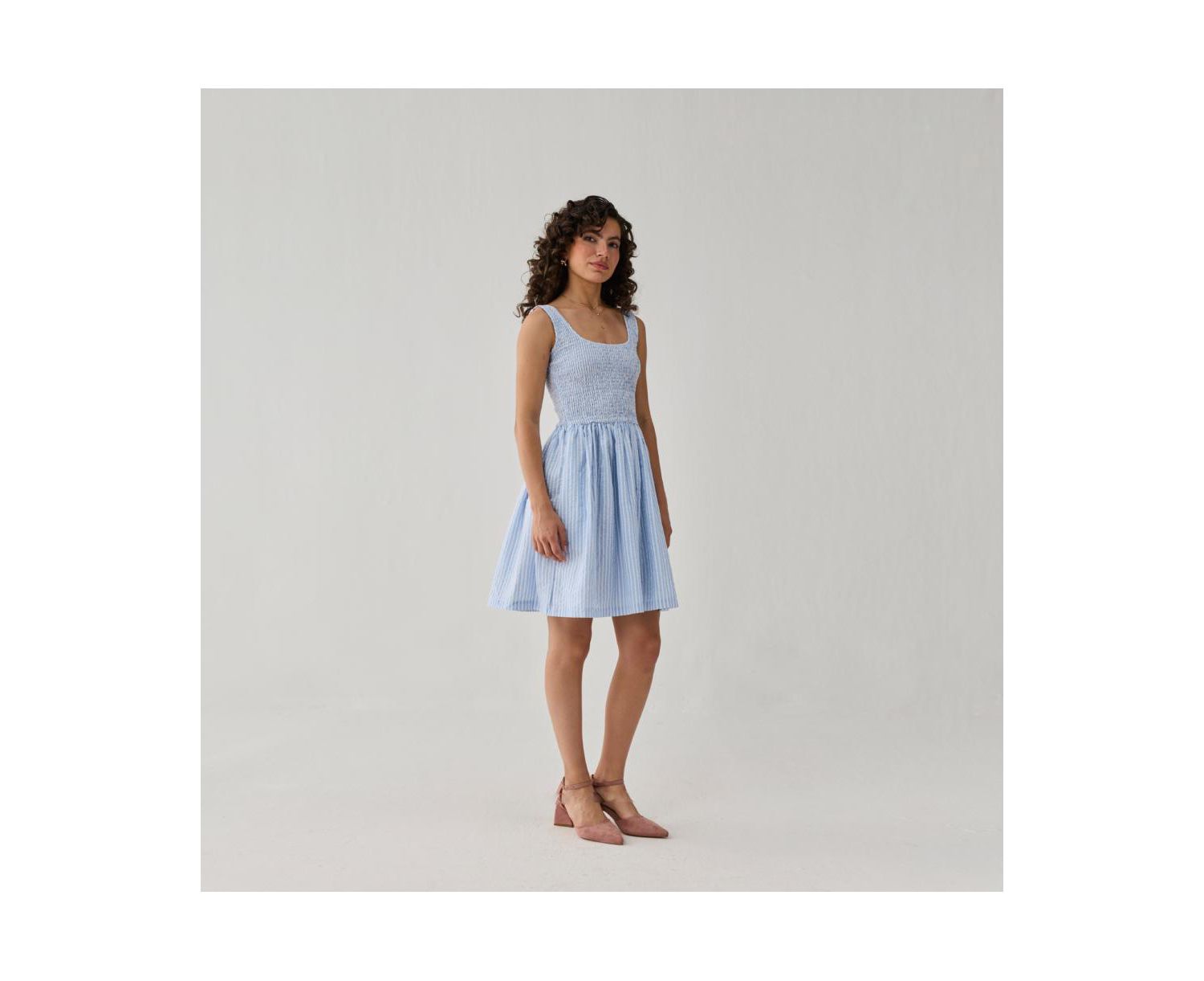 Women's Smocked Tencel Short Dress