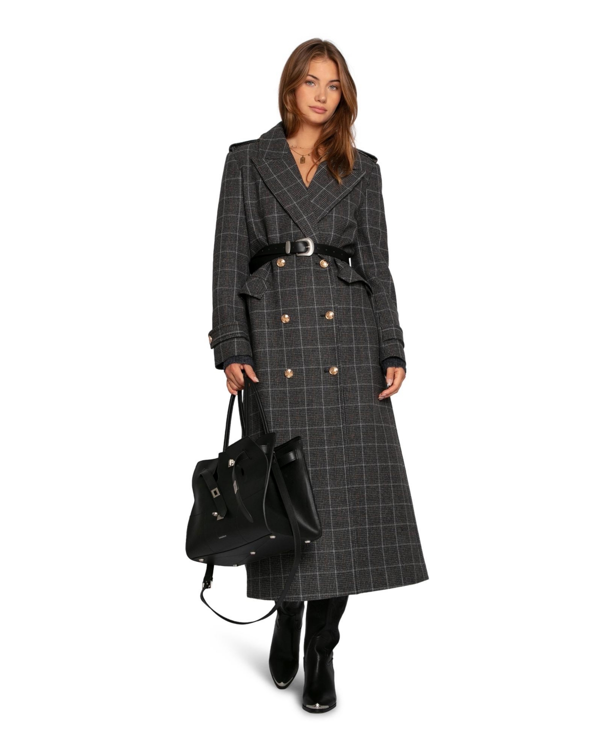 Belle & Bloom Women's Command Wool Blend Double Breast Maxi Coat