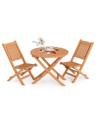 Outdoor Bistro Set with Slatted Seat and Tabletop for Backyard