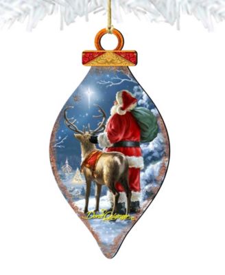 Starry Night Santa Cone Wooden Ornament