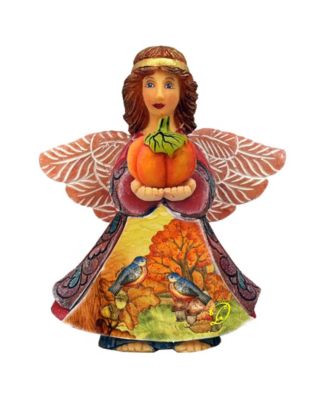 Autumn Angel with Pumpkin Handcrafted Christmas Figurine