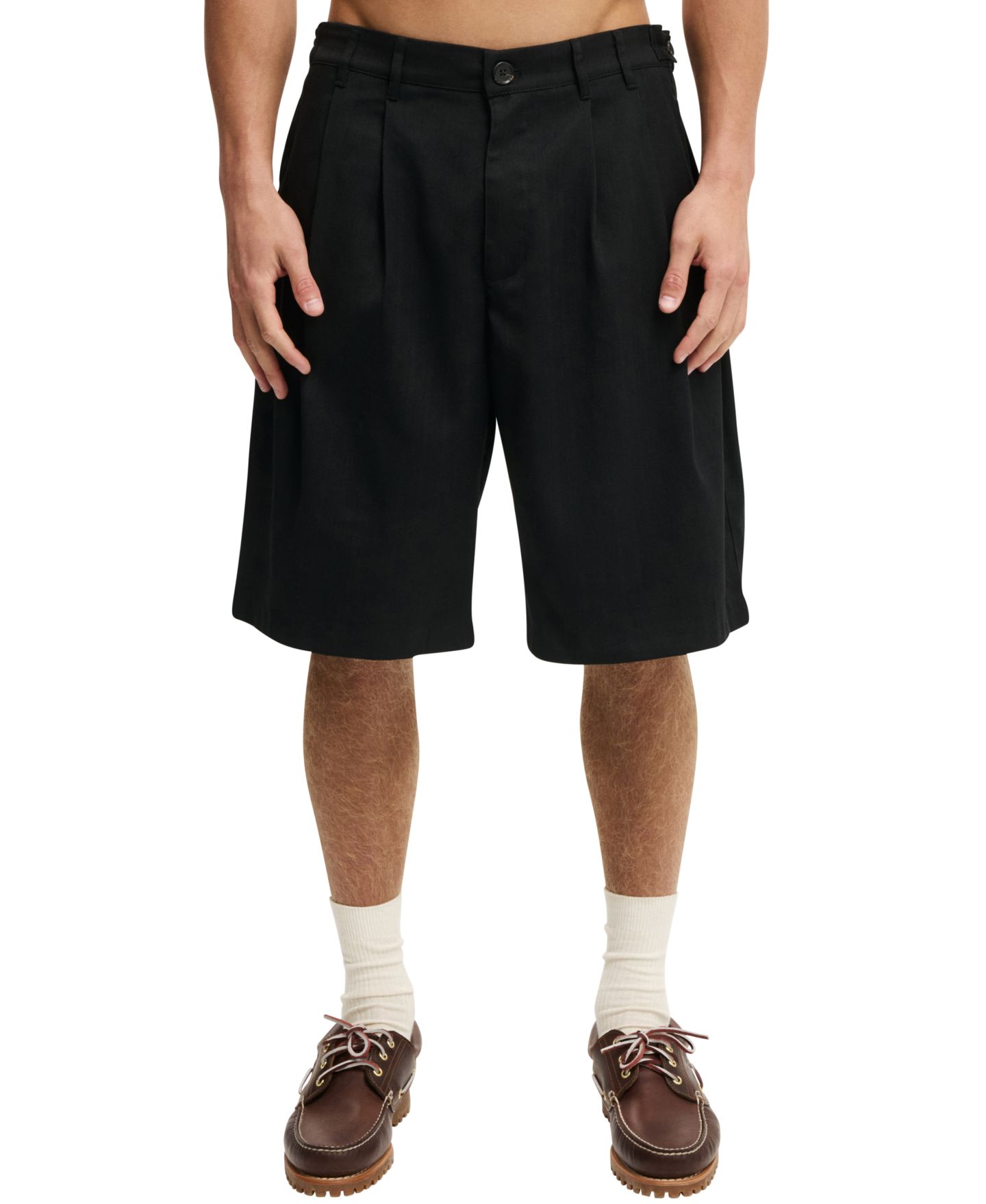 Мужские шорты COTTON ON 9" Super Baggy Pleated, цвет: Чёрный — фото 1