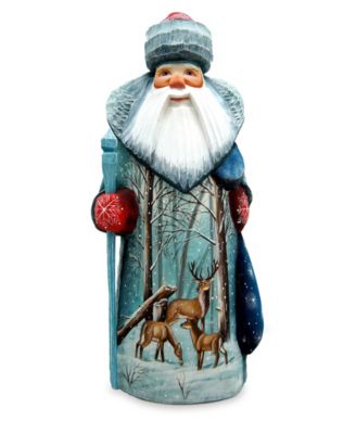 Woodcarved Hand Painted Reindeer Santa Figurine