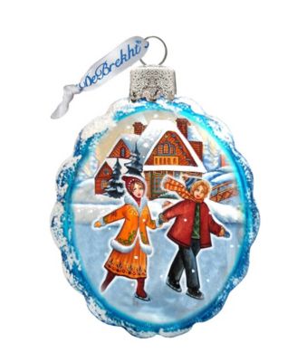 Fun Skiing Glass Ornament