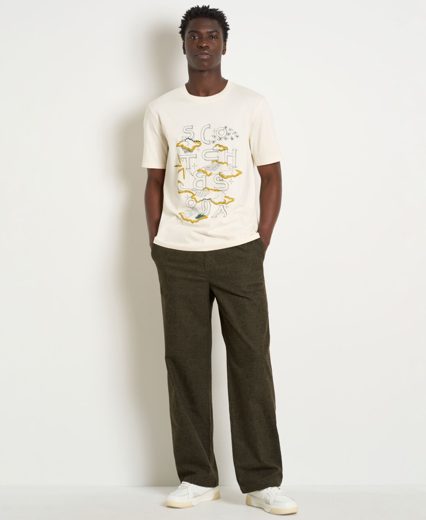 Мужские брюки SCOTCH & SODA Otis Melange Relaxed-Fit, цвет: Тёмно-зелёный меланжевый — фото 5