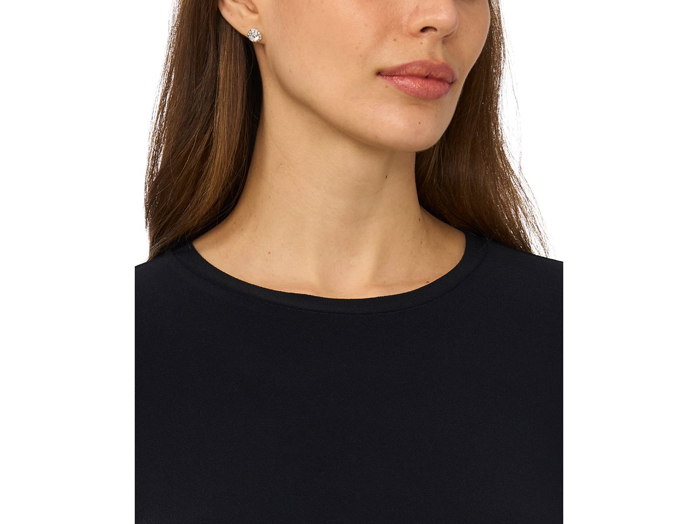 Женский топ CeCe Short-Sleeve Pleated Hem Top, цвет: Чёрный / Слоновая кость — фото 2