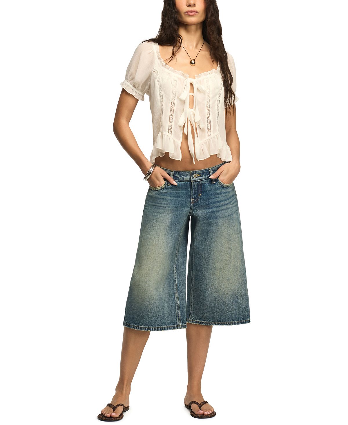Lucky Brand Women's Ultra-Wide Cropped Culotte Jeans view 2 — MAYCSS fashion products