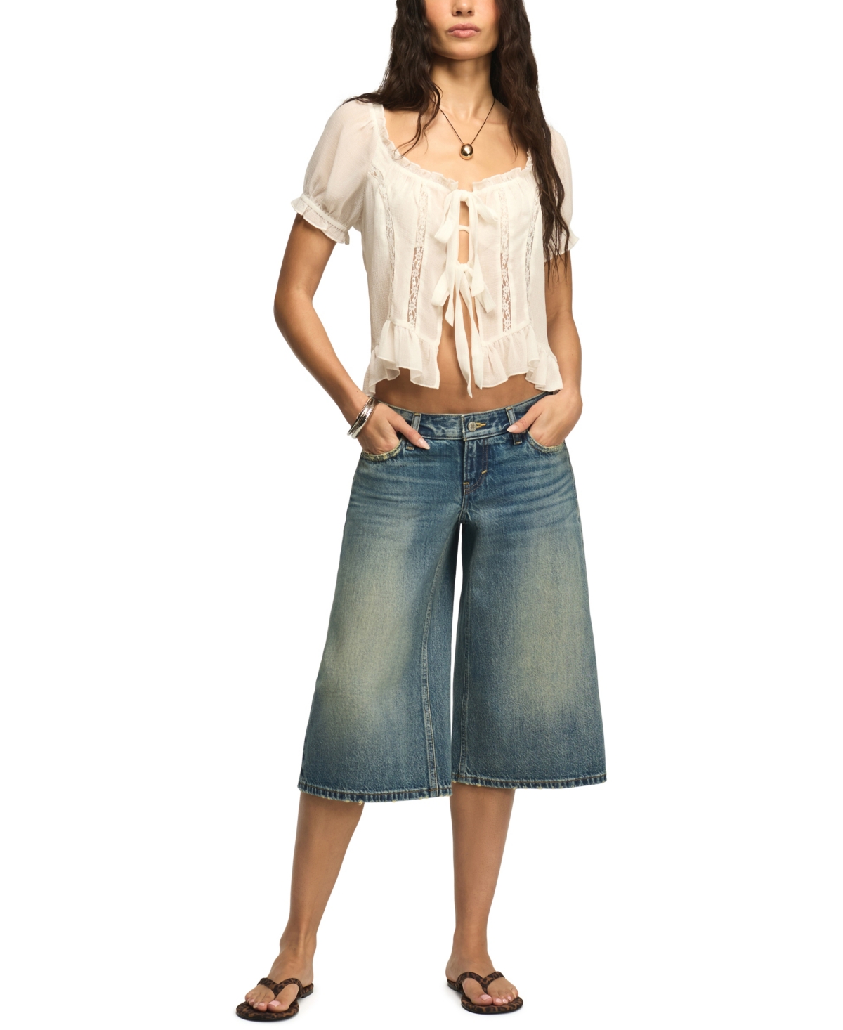 Lucky Brand Women's Ultra-Wide Cropped Culotte Jeans