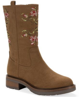 Women's Tiannaa Embroidered Round Toe Mid Shaft Boots