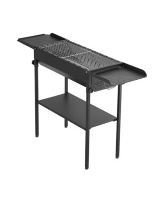 Foldable Charcoal Grill with Adjustable Height and Folding Side Tables