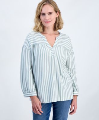 Petite 3/4-Puff-Sleeve Knit Top