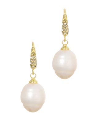 Gold Natural Freshwater Pearl Drop Earrings