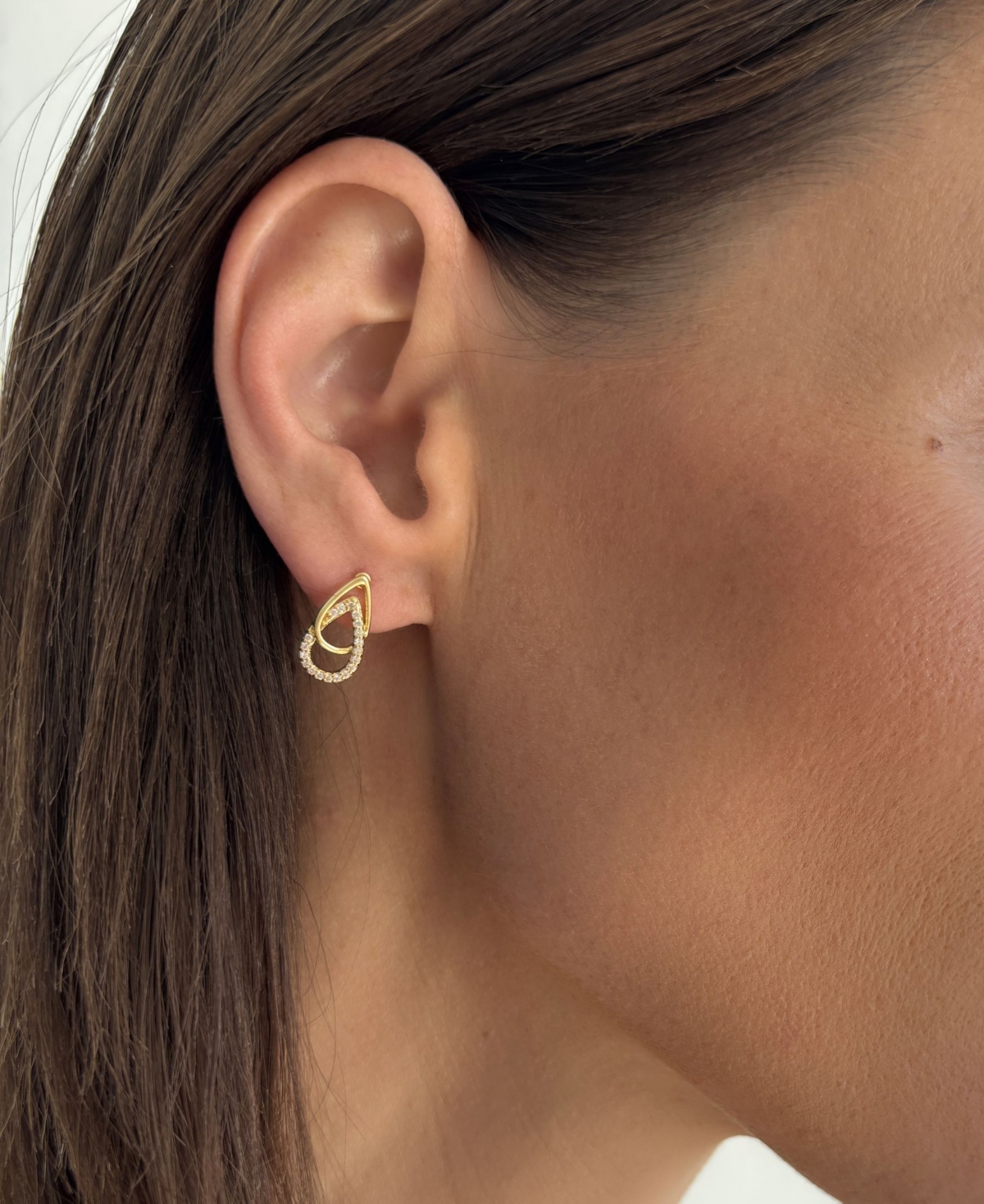 Adornia Gold Cubic Zirconia Overlap Teardrop Earrings