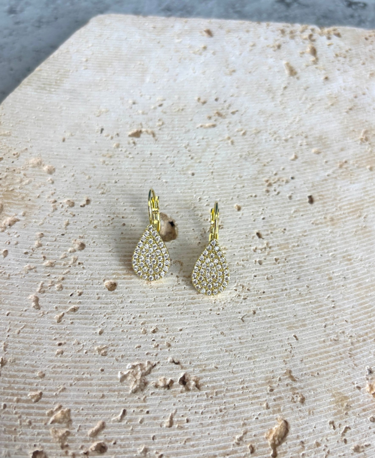Adornia Gold Cubic Zirconia Pave Pear Drops with French Earrings