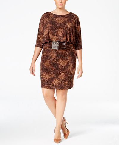 Jessica Howard Animal-Print Ruched-Waist Sheath Dress