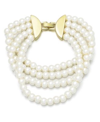 Imitation Pearl Multi-Strand Statement Bracelet