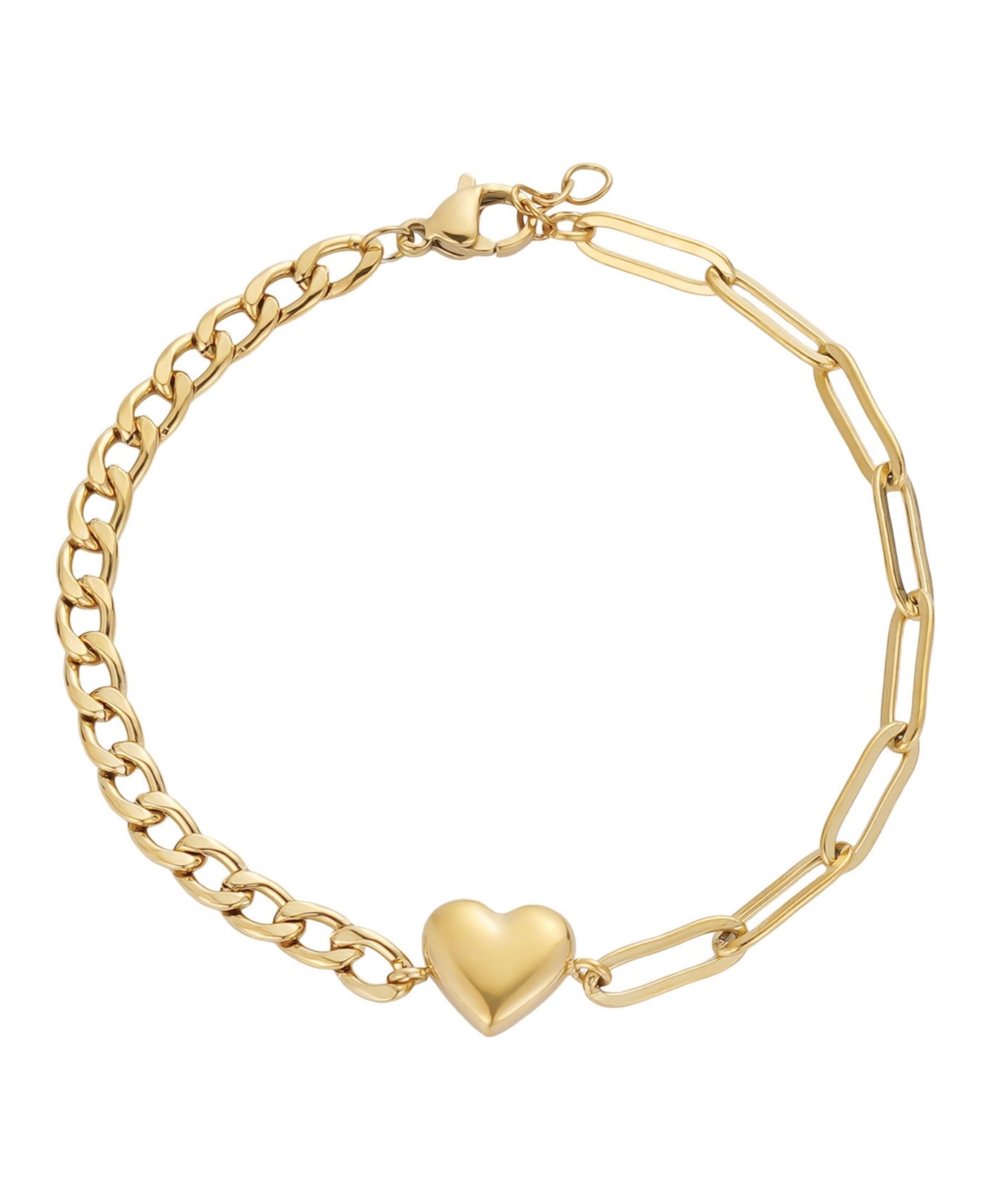Adornia Tarnish Resistant Gold Heart Mixed Chain Bracelet