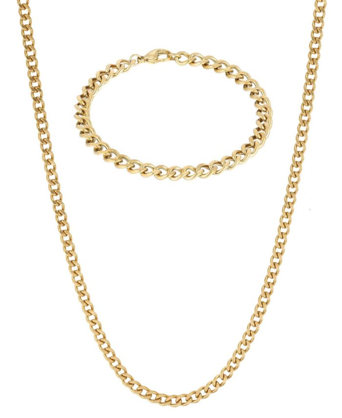 ADORNIA Men's Tarnish Resistant Metal-Tone 5mm Curb Chain Bracelet and