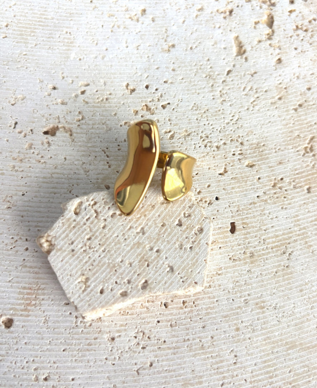 Adornia Tarnish Resistant Gold Open Columns Ring