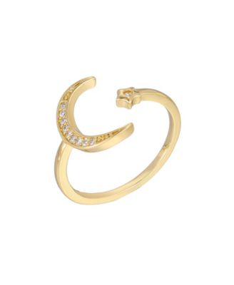 Gold Adjustable Moon Star Ring