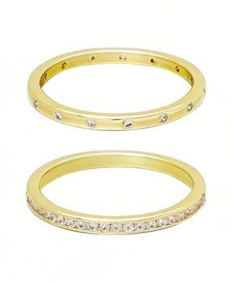 14k Gold 1/2 Eternity and Dotted Band Set of 2 Rings