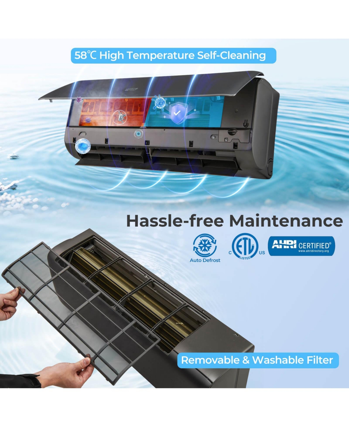 Costway 9100BTU Wifi Enabled Mini Split Ac 20.5 SEER2115V Inverter Air Conditioner