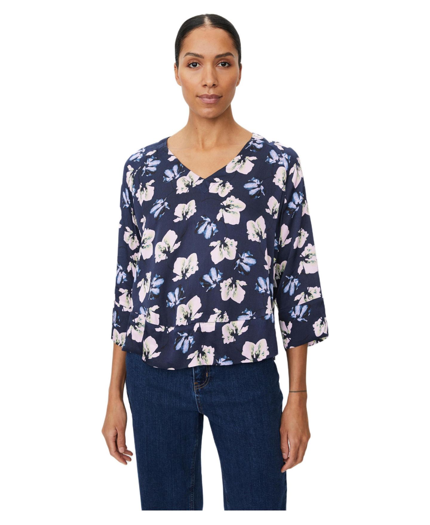 Женская блузка Masai Copenhagen MaBenika Floral Print, цвет: Тёмно-синий — фото 1