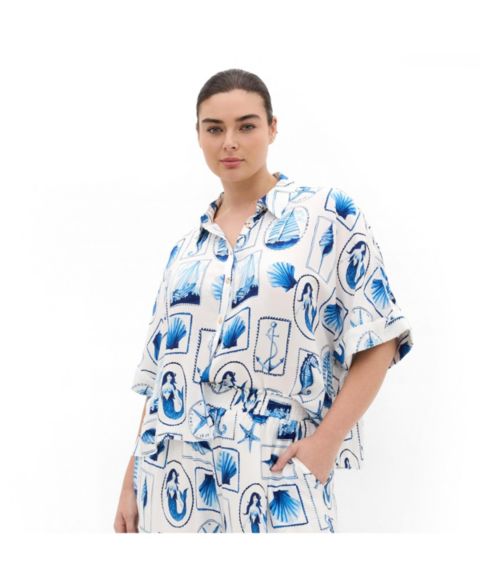 Женская рубашка CITY CHIC Plus Size Liana Amalfi Print, цвет: Amalfi Postcard
