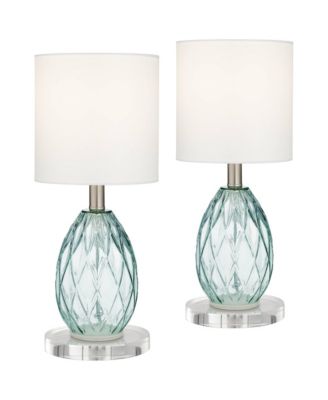 Rita Modern Accent Table Lamps Set of 2 with Round Risers 18 1/2" High Glass Shade for Bedroom Living Room Bedside Kids
