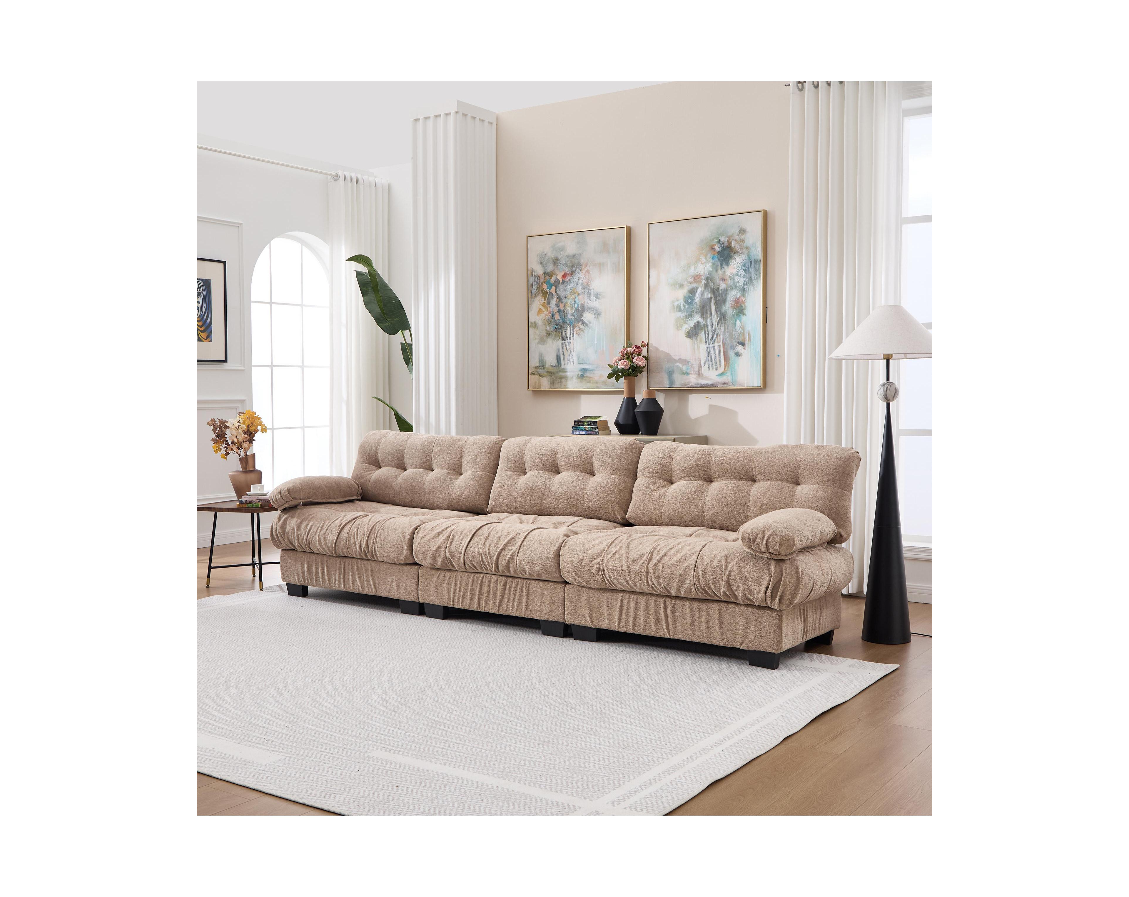 Clihome Modular Sectional Sofa,Cloud Couch, Modern Deep Seat Couches for Living Room, 3-Seater Comfy advanced flannelette Sofa for Bedroom