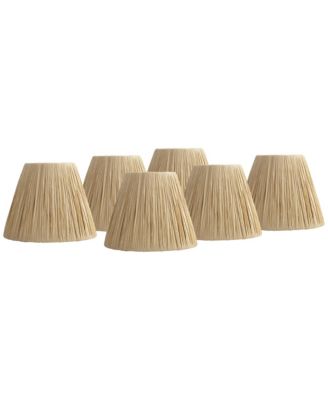 3" Top x 5 1/2" Bottom x 4 1/2" High x 4 1/2" Slant Lamp Shade Replacement Set of 6 Empire Tapered Lafite Raffia Clip On Candelabra