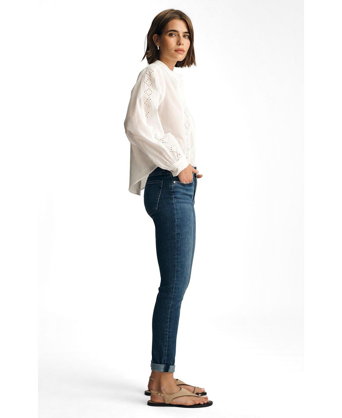 Mavi Jeans Women's Kathleen Mid Rise Boyfriend In Dark Brushed Feather Blue view 2 — MAYCSS fashion products