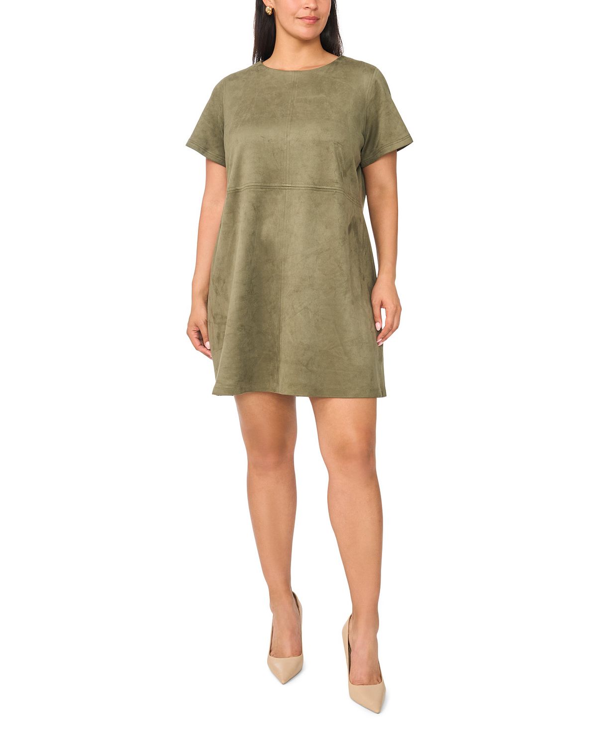 Vince Camuto Plus Size Paneled Exposed Stitching Shift Mini Dress view 1 — MAYCSS fashion products