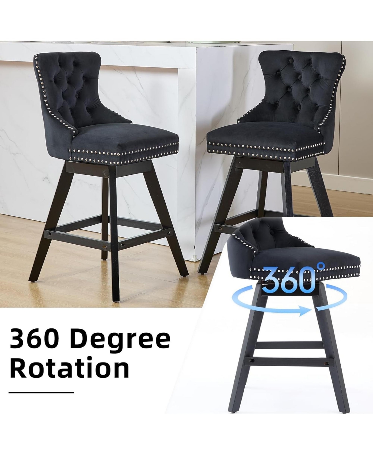 Rainsken Velvet Bar Stools Set of 2