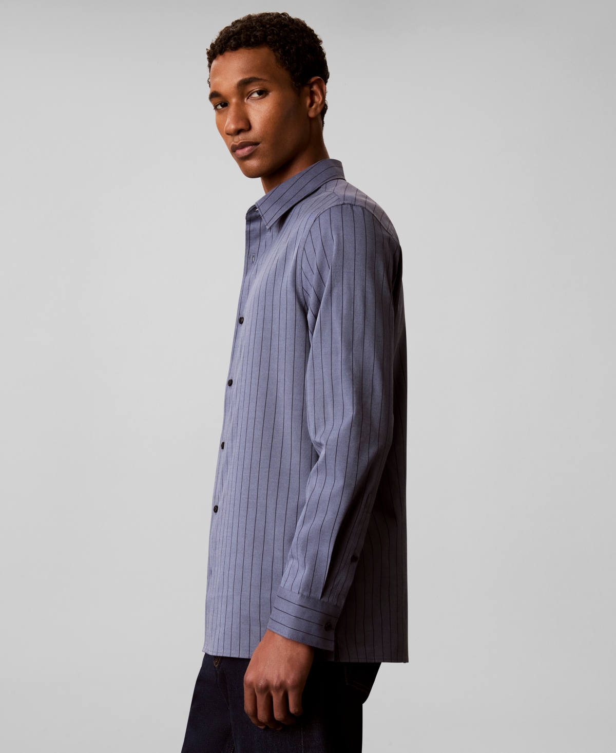 Calvin Klein Men's Pinstripe Classic Long-Sleeve Shirt