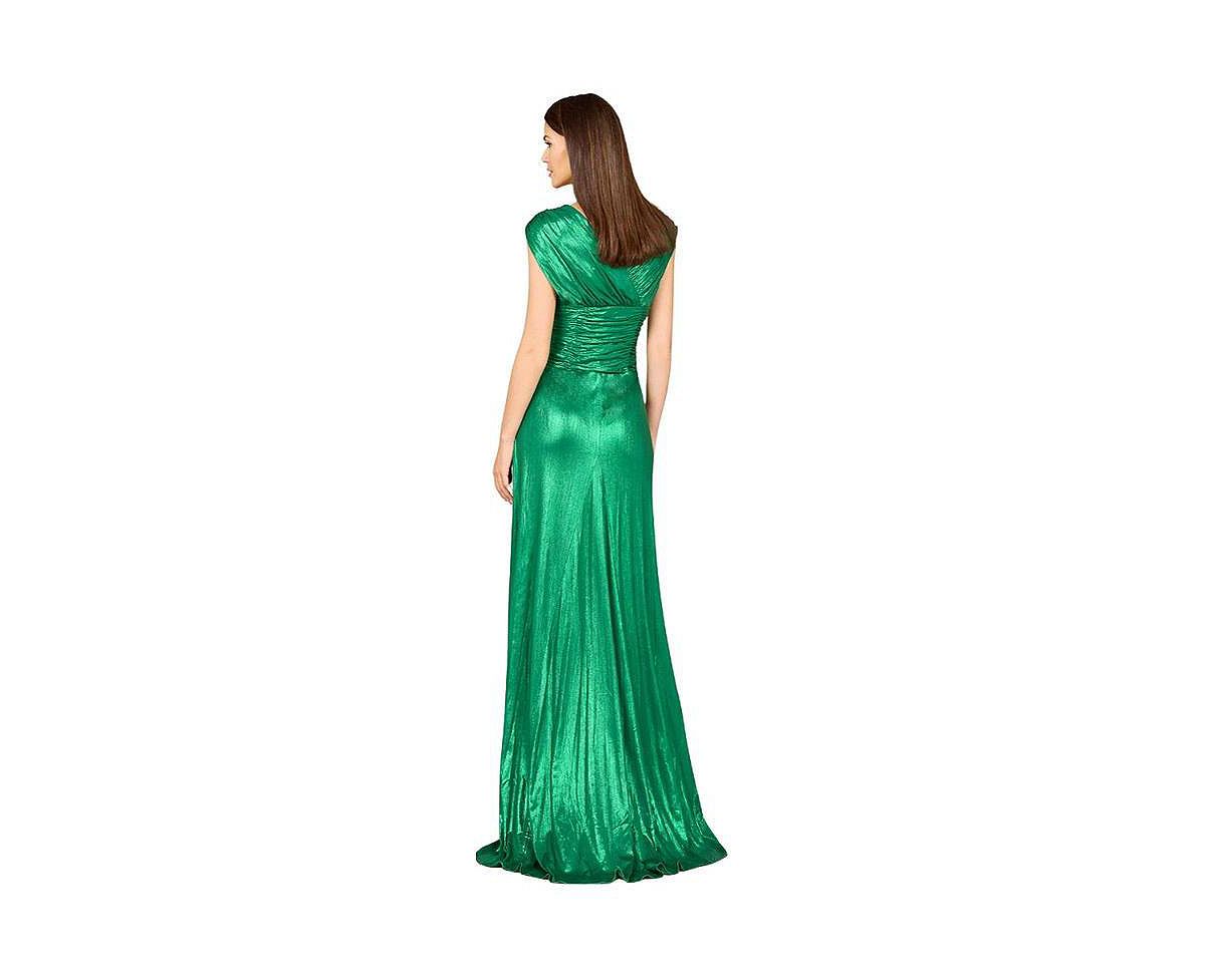 Lara Women's V-Neck Metallic Dress with Slit view 3 — MAYCSS fashion products