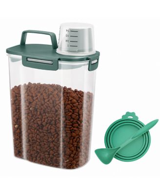 Portable Pet Food Storage Container with Cat Can Cover, Mixing Spoon