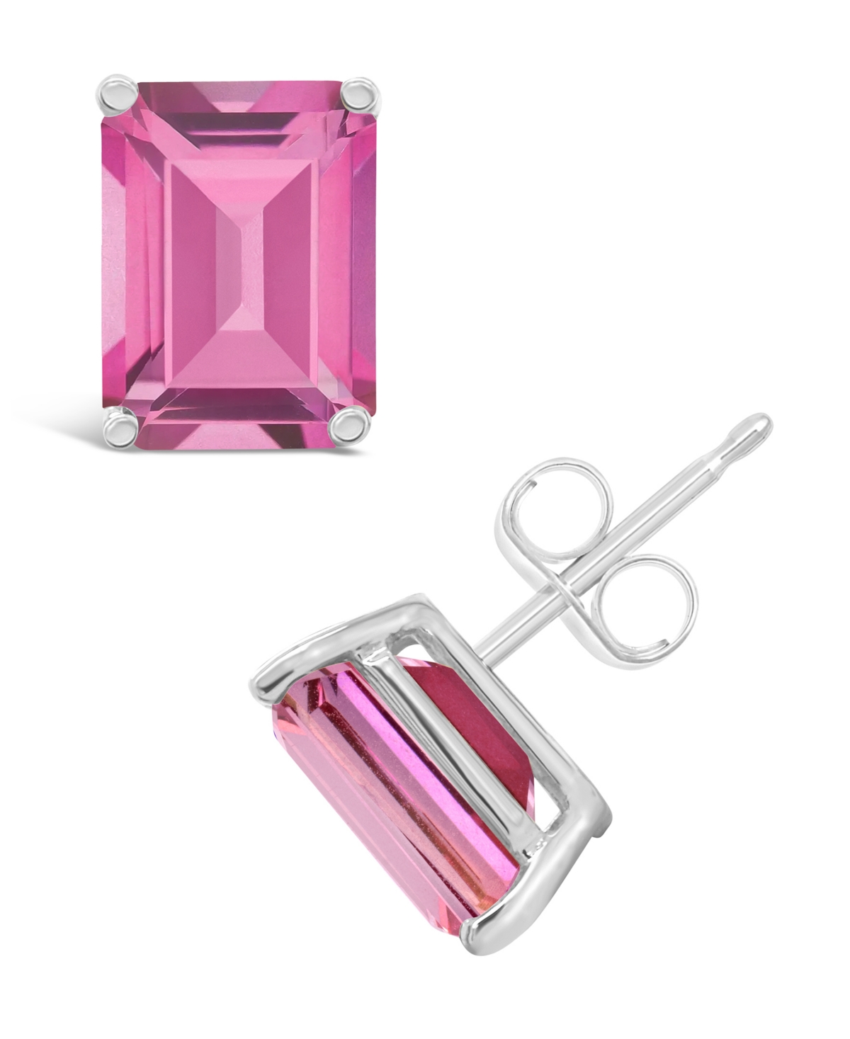 Pink Topaz 4 ct tw Stud Earrings in 14K Yellow Gold or 14K White Gold  White Gold